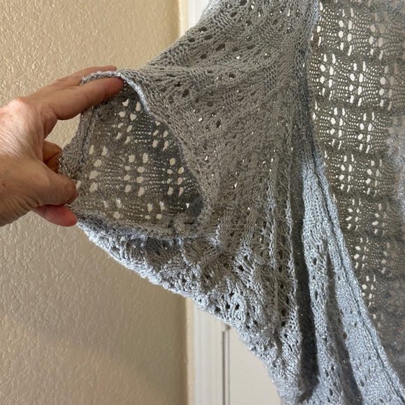 Chico’s Crochet Cocoon Shrug Sweater Silver Gray - Large / Extra Large - Picture 2 of 7